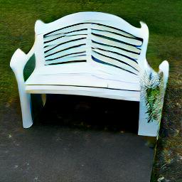 generated: a white plastic bench with a high arched back #6